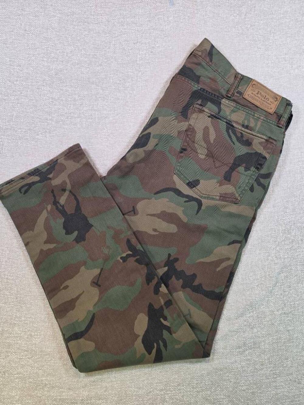 Polo Ralph Lauren Vintage Mens 38 Camo Pants Split Hem Streetwear Grunge